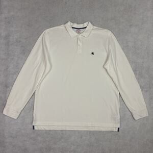 Brooks Brothers Mens XL Performance Polo Shirt White Long Sleeve Golf